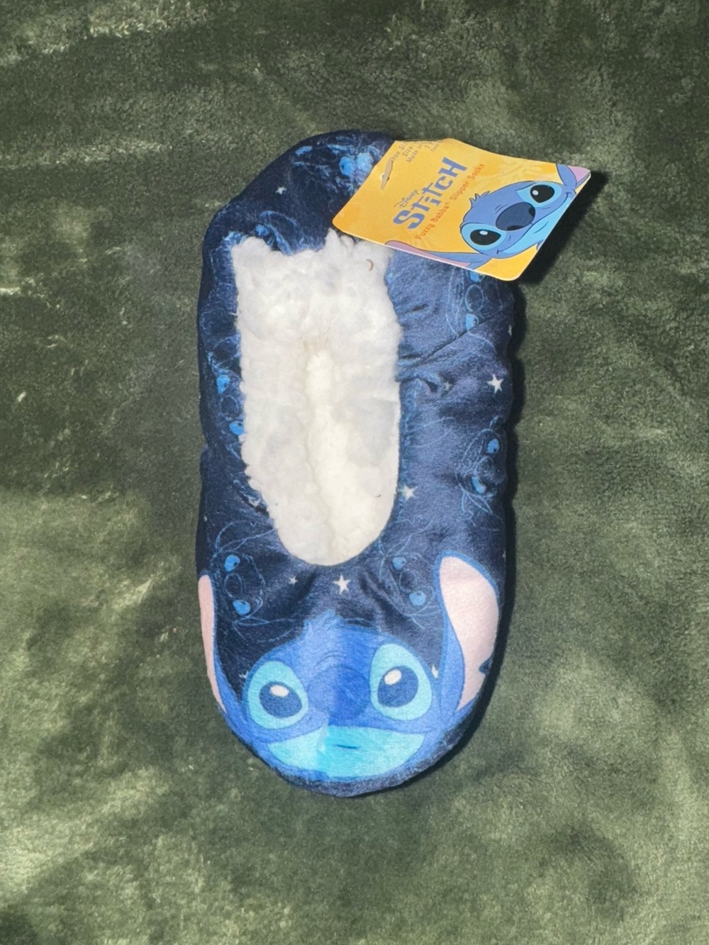 Disney Navy and White Stitch Fleece-Lined Slip-On